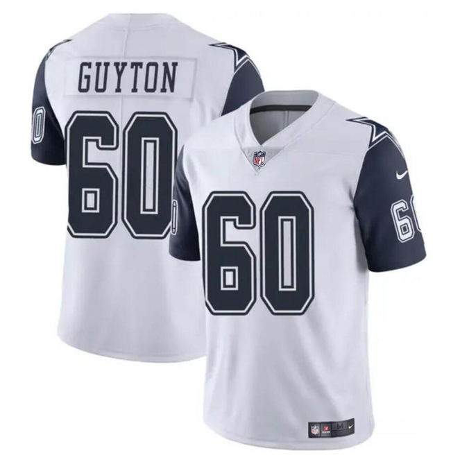 Youth Dallas Cowboys #60 Tyler Guyton White 2024 Draft Color Rush Limited Football Stitched Jersey